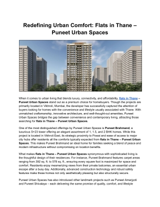 Redefining Urban Comfort_ Flats in Thane – Puneet Urban Spaces