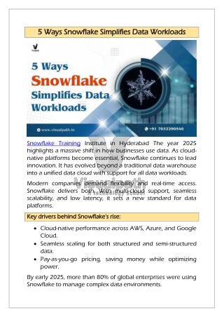 Top-Rated Snowflake Training and Certification Course