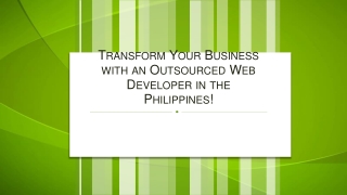 Transform Your Business with an Outsourced Web Developer in the Philippines!