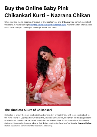 Buy the Online Baby Pink Chikankari Kurti – Nazrana Chikan