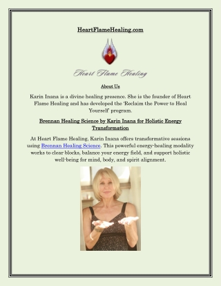 Brennan Healing Science Healing Modalities Offered by Karin Inana