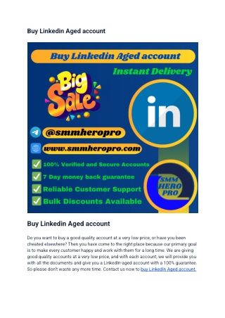 Buy Linkedin Aged account