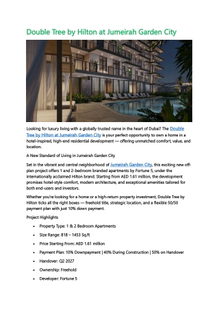 Double Tree by Hilton at Jumeirah Garden City