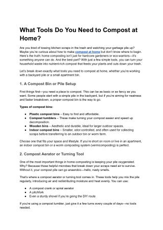 What Tools Do You Need to Compost at Home_
