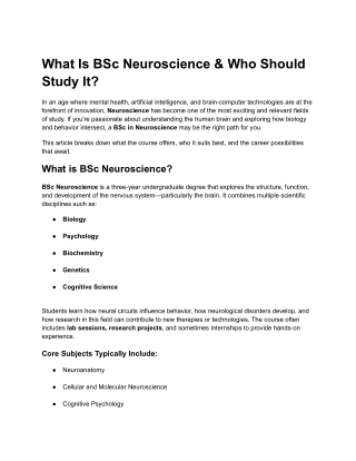 What Is BSc Neuroscience & Who Should Study It