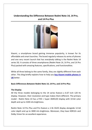 Understanding Difference Between Redmi Note 14, 14 Pro, and 14 Pro Plus