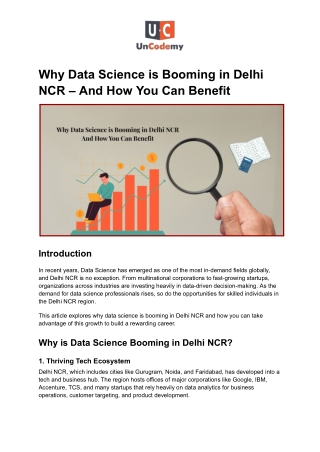 Why Data Science is Booming in Delhi NCR – And How You Can Benefit