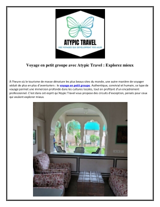 voyage en petit groupe avec atypic travel