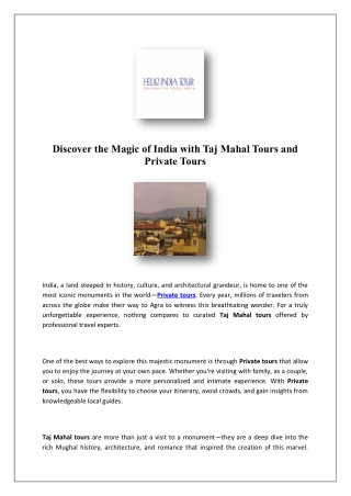 Private Car Delhi To Agra | Hello India Tour