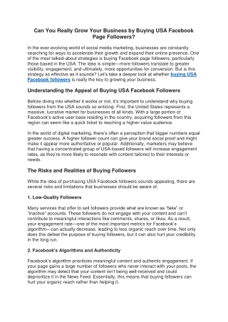 Can You Really Grow Your Business by Buying USA Facebook Page Followers