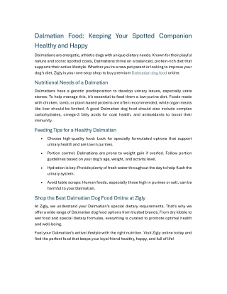 Dalmatian Food Keeping Your Spotted Companion Healthy and Happy