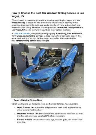 how to choose the best car window tinting service