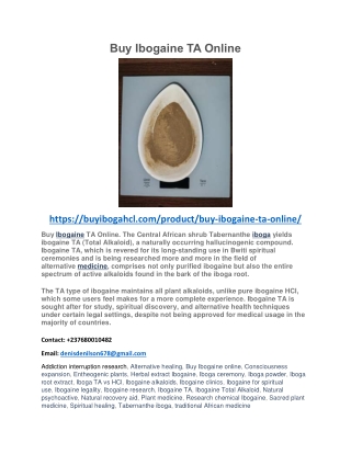 Buy Ibogaine TA Online
