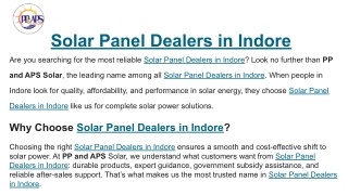 Solar Panel Dealers in Indore
