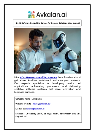 Hire AI Software Consulting Service for Custom Solutions at Avkalan.ai