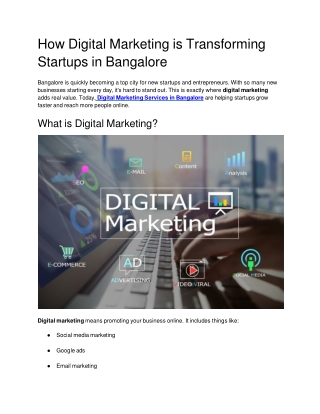 How Digital Marketing is Transforming Startups in Bangalore