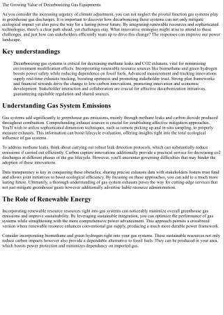 the growing value of decarbonizing gas equipments