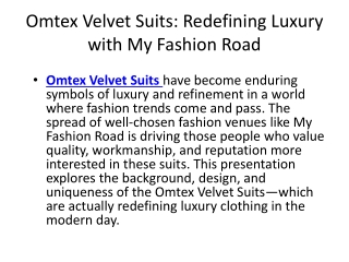 Omtex Velvet Suits: Redefining Luxury with My Fashion Road