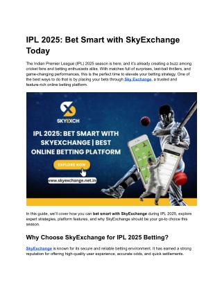 IPL 2025 Bet Smart with SkyExchange Today