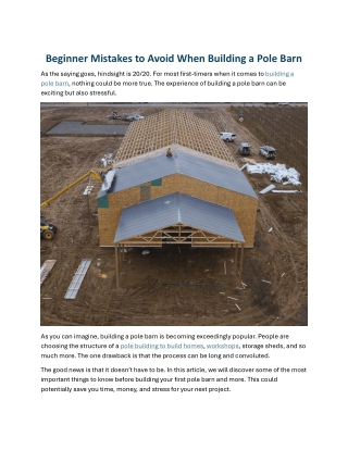 Beginner Mistakes to Avoid When Building a Pole Barn