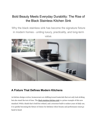 Bold Beauty Meets Everyday Durability: The Rise of the Black Stainless Sink
