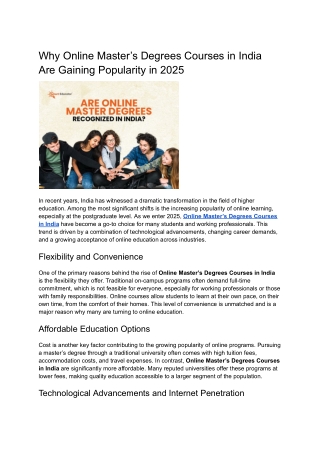 Why Online Master’s Degrees Courses in India Are Gaining Popularity in 2025