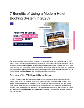 7 Benefits of Using a Modern Hotel Booking System in 2025