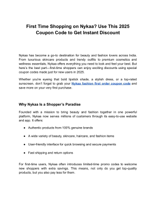 First Time Shopping on Nykaa Use This 2025 Coupon Code to Get Instant Discount
