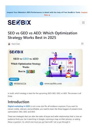 The Future of Digital Optimization: SEO, GEO, or AEO in 2025 ?