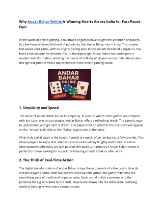 Why Andar Bahar Online Is Winning Hearts Across India for Fast-Paced Fun - Google Docs