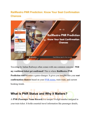 railrestro pnr prediction know your seat