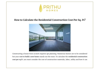 How to Calculate the Residential Construction Cost Per Sq. Ft?