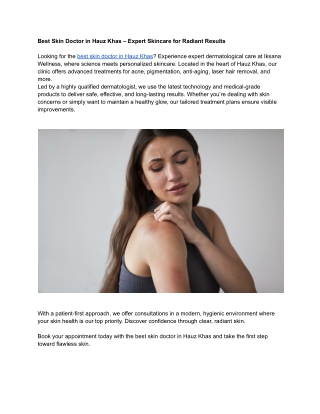 Best Skin Doctor in Hauz Khas – Expert Skincare for Radiant Results