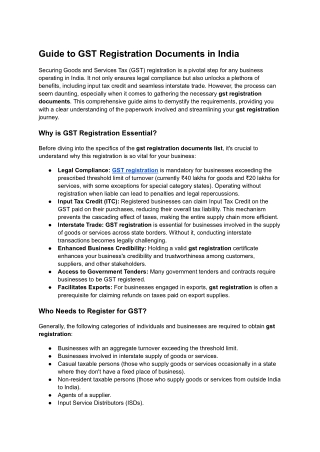 Guide to GST Registration Documents in India