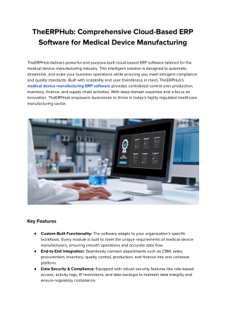 Comprehensive Cloud ERP Software for Medical Device Manufacturers – TheERPHub