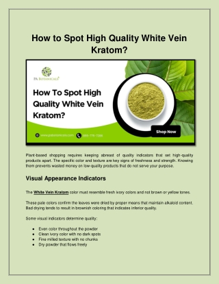 How To Spot High Quality White Vein Kratom?