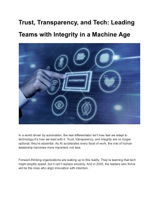 trust transparency and tech leading