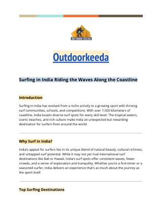 Surfing in India Riding the Waves Along the Coastline