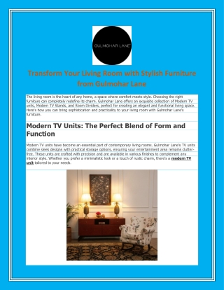 Transform Your Living Room with Stylish Furniture from Gulmohar Lane