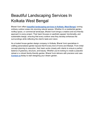 Beautiful Landscaping Services In Kolkata West Bengal