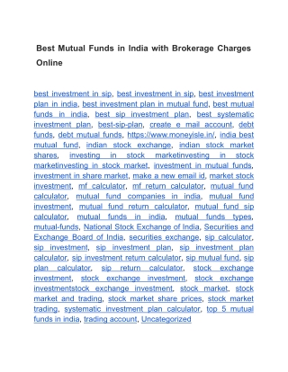 Best Mutual Funds in India with Brokerage Charges Online