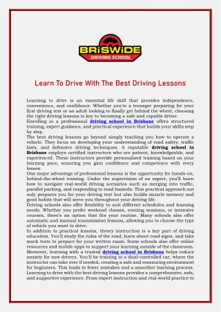 Learn To Drive With The Best Driving Lessons