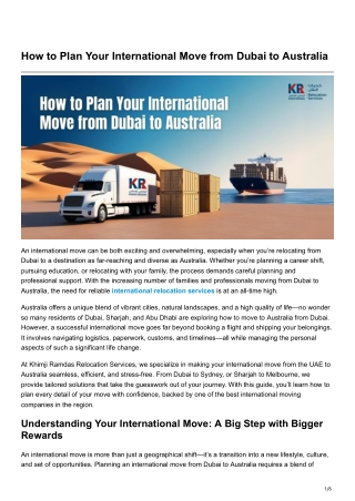 How to Plan Your International Move from Dubai to Australia