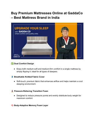 Buy Premium Mattresses Online at GaddaCo – Best Mattress Brand in India