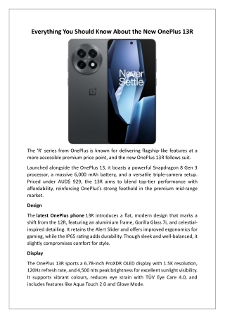 Everything You Should Know About the New OnePlus 13R