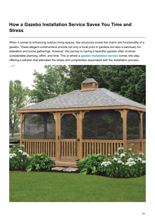 How a Gazebo Installation Service Saves You Time and Stress
