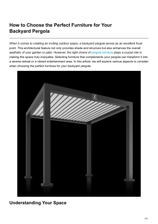 How to Choose the Perfect Furniture for Your Backyard Pergola