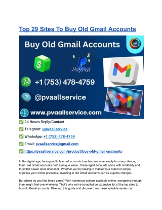 Top 29 Sites To Buy Old Gmail Accounts
