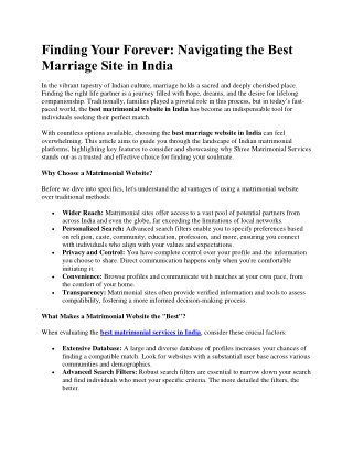 Navigating the Best Marriage Site in India