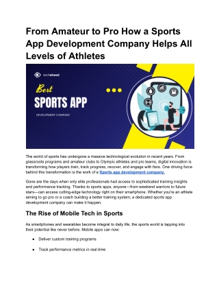 From Amateur to Pro How a Sports App Development Company Helps All Levels of Athletes